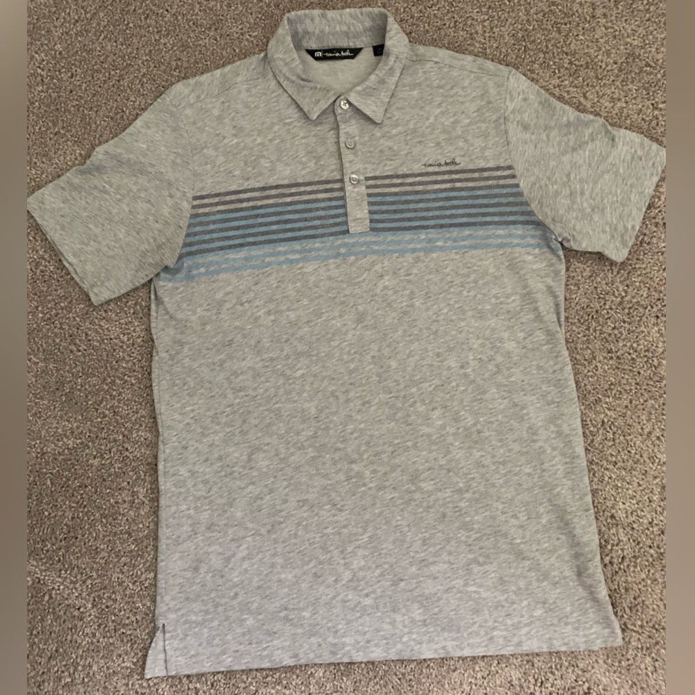 Travis Mathew Gray and Blue Polo Shirt Premium Style